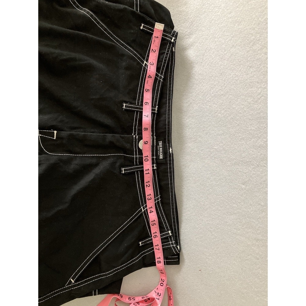 True Religion Brand Jeans Cargo Pants Jet Black Men Size 32 Baggy Y2K Streetwear - Picture 6 of 9